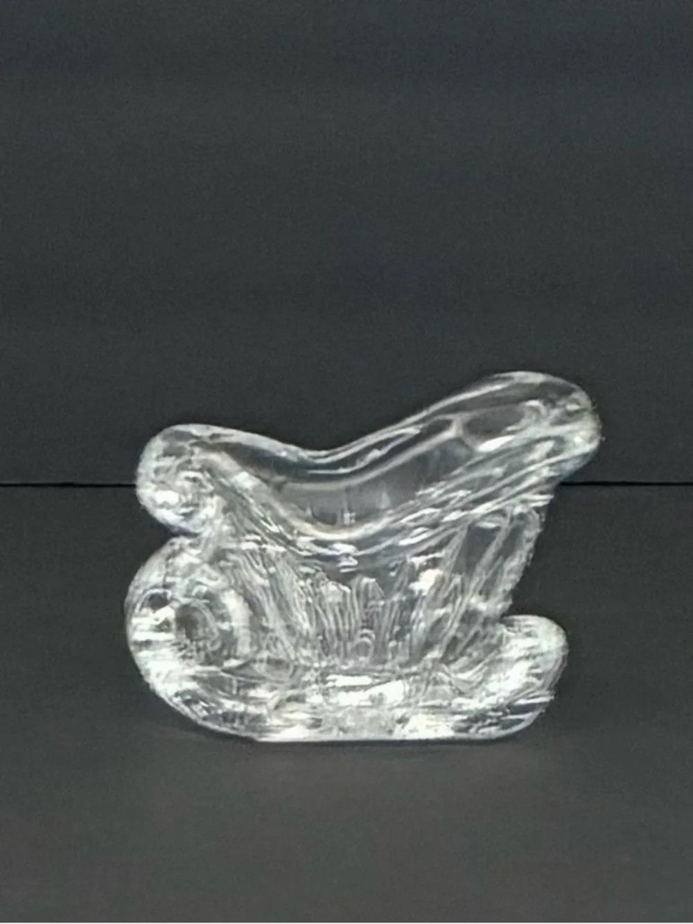 Vintage Lead Crystal Santa’s Sleigh Candy Dish 5.5”